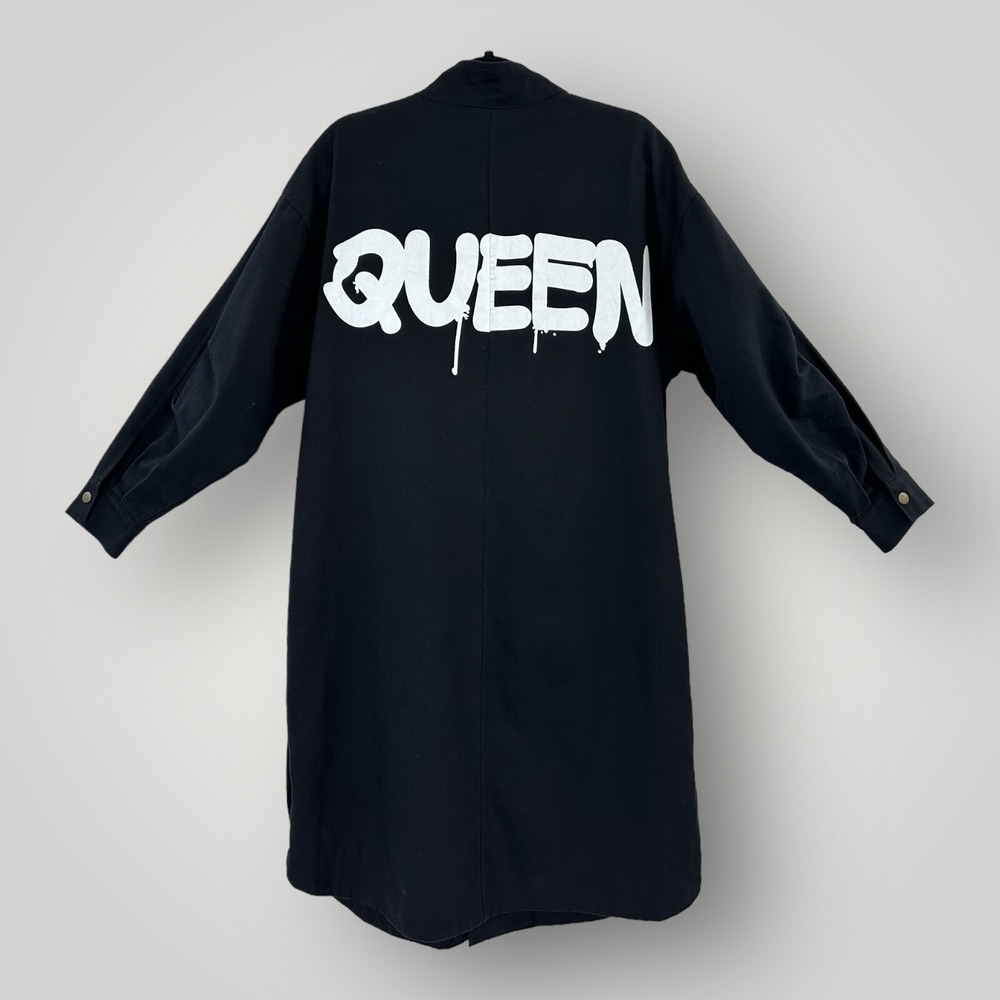 K‎ TOO Long Sleeve Zip Up Woman's Coat Jacket Embroidered Roses Queen Goth Punk